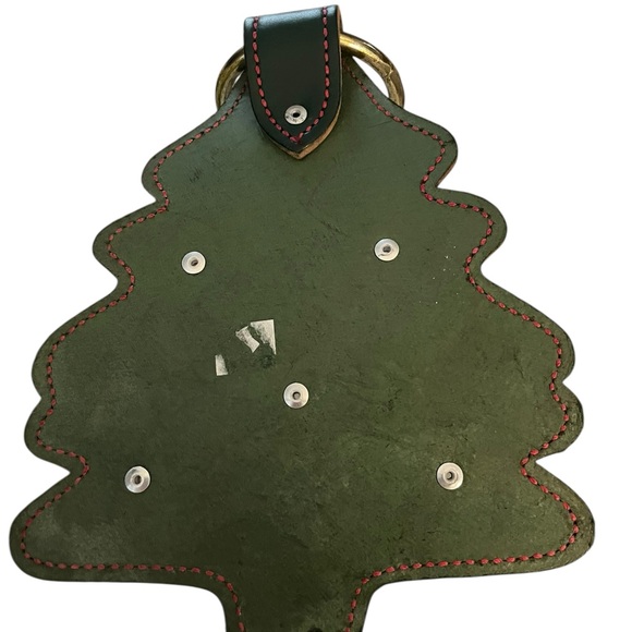 Leather Christmas Tree Door hanger with brass-plated bells - Picture 2 of 2